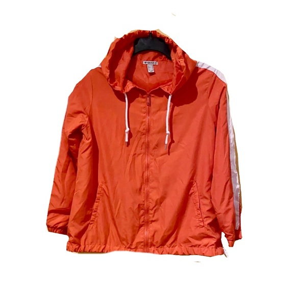 Forever 21 Red/Orange and White Stripe windbreaker poncho size M - Picture 6 of 6